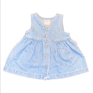 Vintage Oshkosh Denim Button Dress Light Blue 12 M